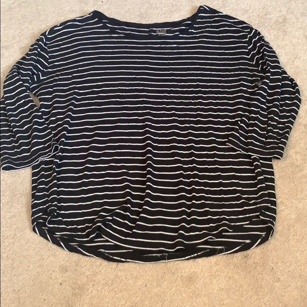 Navy & white striped T-shirt - size small